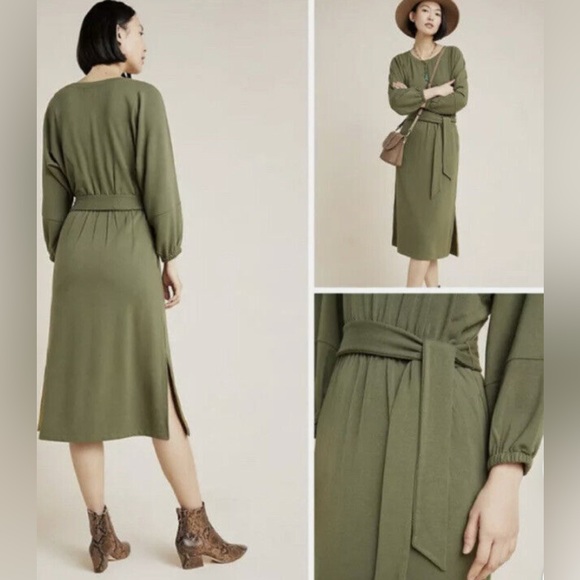 Anthropologie Army Green Dolman Dress Size XS - Picture 2 of 6